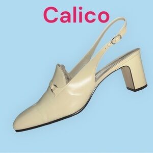 Calico Vintage (EUC) Cream Leather Slingback Sandals Size 9